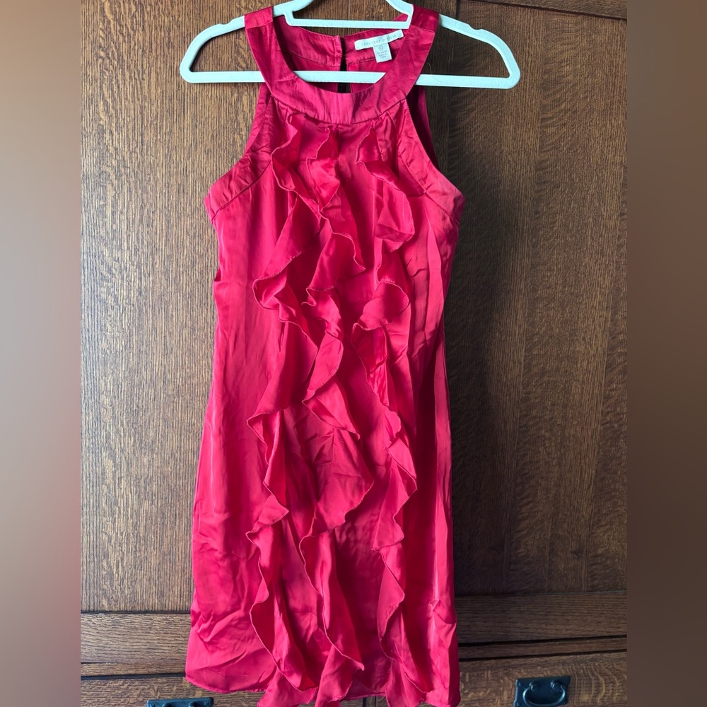 Jonathan Martin Red Ruffle Sleeveless Dress‎ Party Cocktail